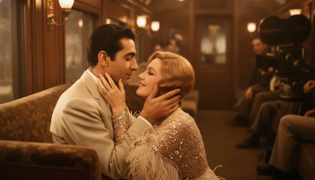Omar Sharif and Barbra Streisand sharing a romantic moment in the film Funny Girl