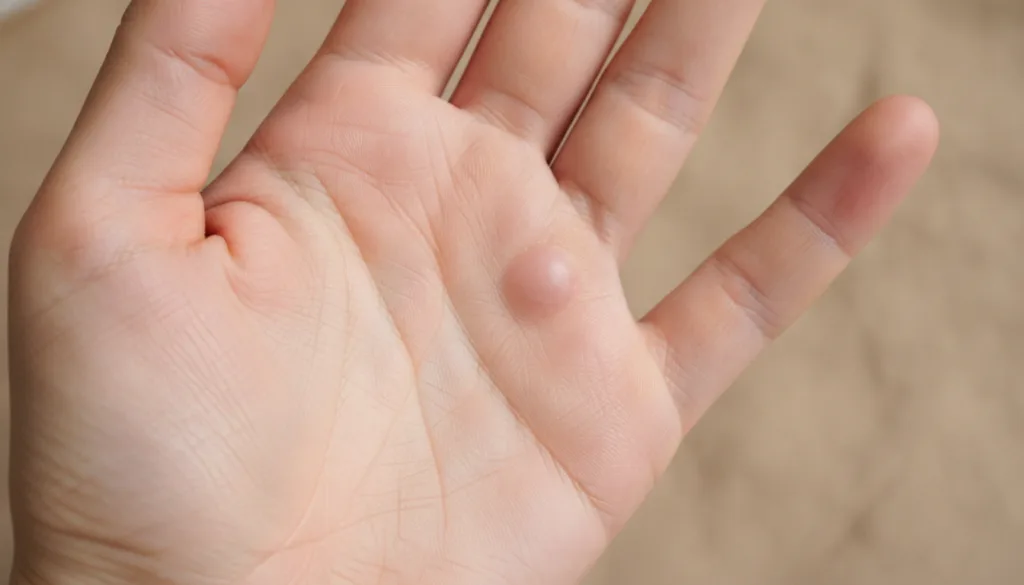 A person s hand with noticeably smoother clearer skin where a wart previously was showing the positive outcome of a succ