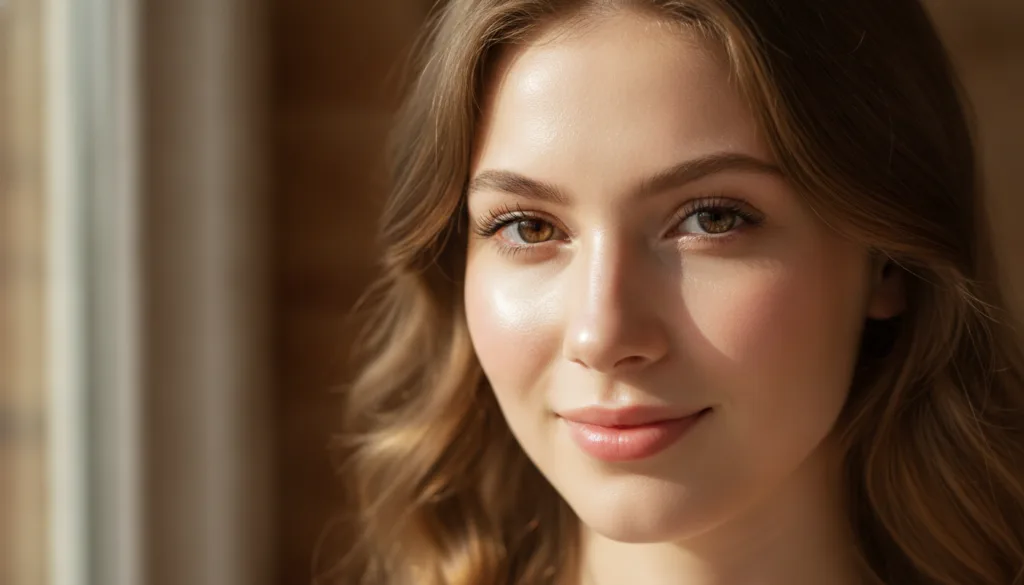 A woman with a naturally radiant and glowing complexion looking fresh and youthful after a beauty treatment
