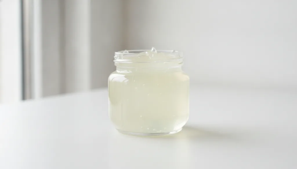 A clear jar of Vaseline on a clean bright background emphasizing its simple and effective nature