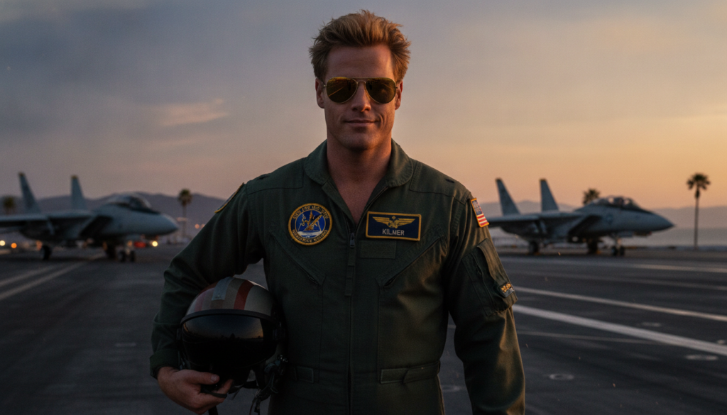 Real movie still or poster from Top Gun featuring Val Kilmer as Iceman