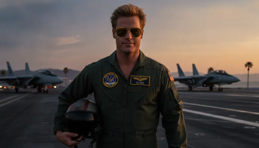 Real movie still or poster from Top Gun featuring Val Kilmer as Iceman
