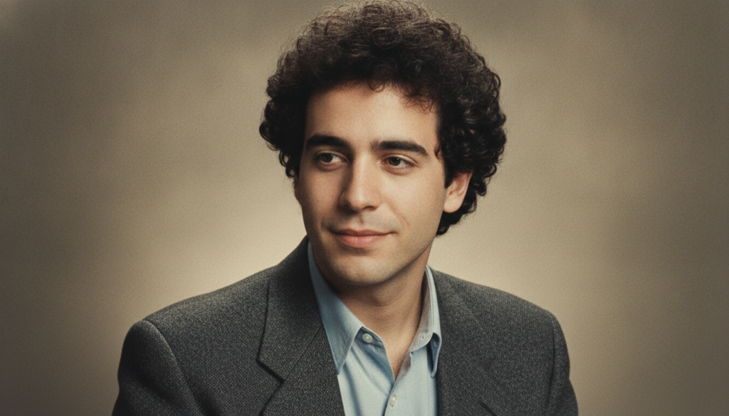 A real publicity photo of John Turturro from his earlier career perhaps from the 1980s or 1990s looking thoughtful