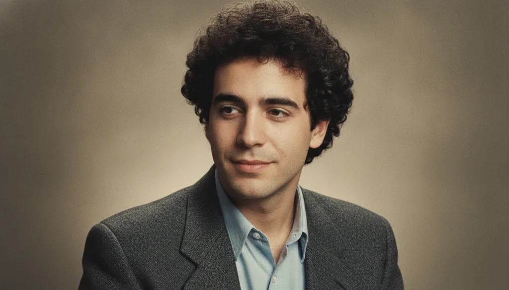 A real publicity photo of John Turturro from his earlier career perhaps from the 1980s or 1990s looking thoughtful