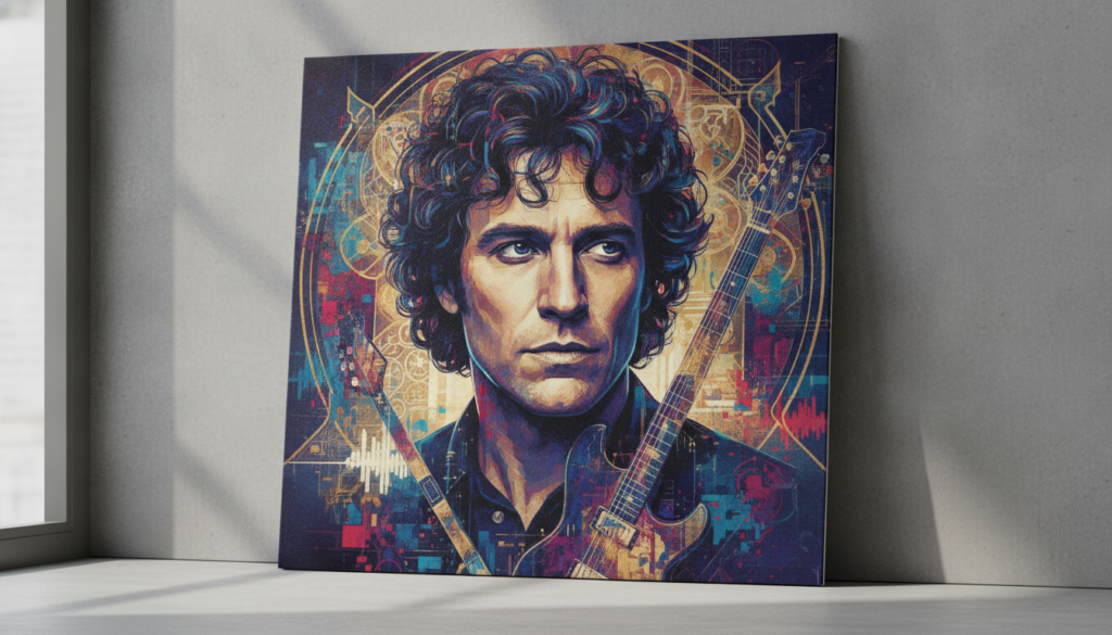 Album cover for one of Lindsey Buckingham s solo albums featuring a portrait of him in a distinctive artistic style