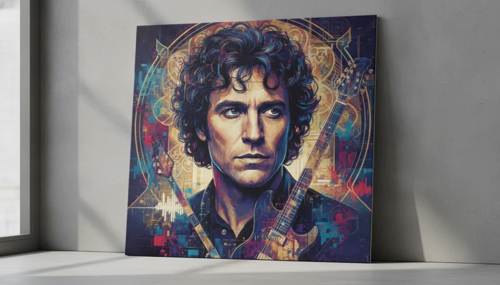 Album cover for one of Lindsey Buckingham s solo albums featuring a portrait of him in a distinctive artistic style