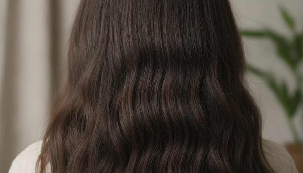 A close-up of healthy shiny hair and a clean revitalized scalp symbolizing the positive results of a hair treatment