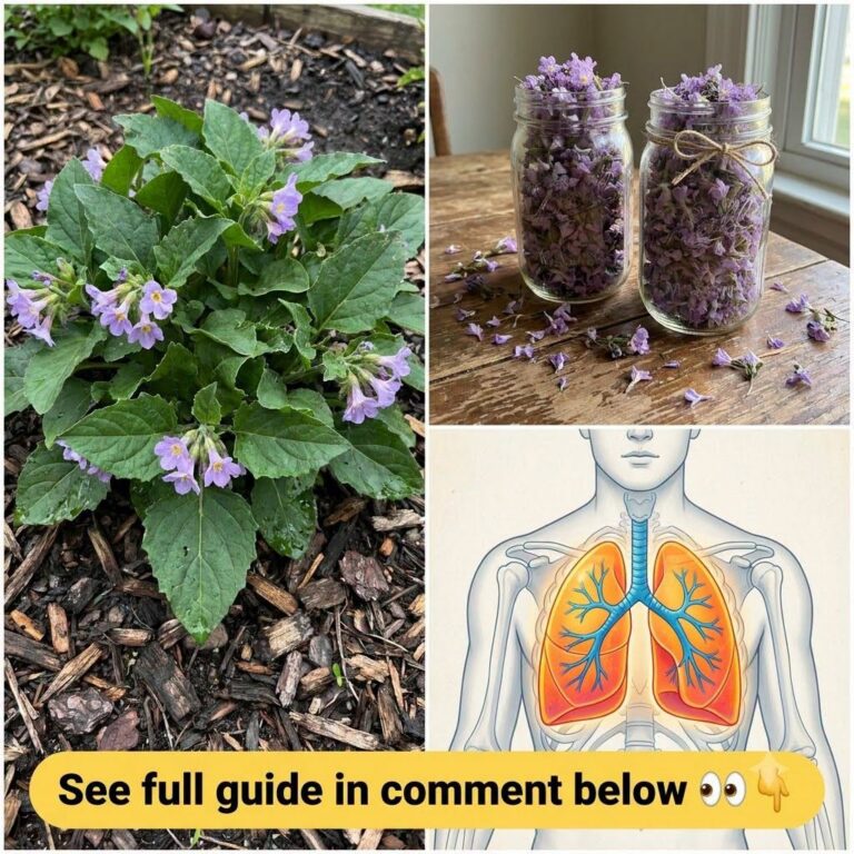 A collage featuring Virginia Bluebells Mertensia virginica in a garden dried bluebell flowers or leaves in jars and an a