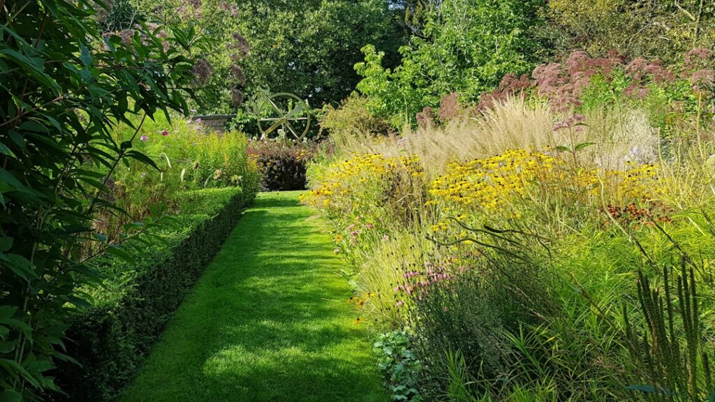 An illustration or photo showing a cross-section of a layered no-dig garden bed with various organic materials visible