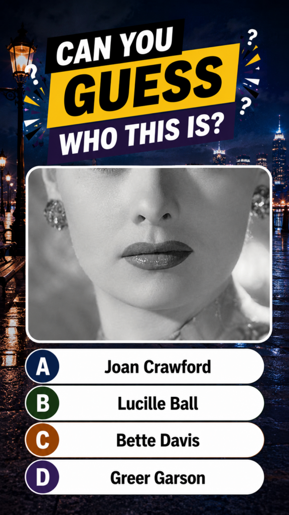 A quiz graphic featuring a close-up black-and-white portrait of a woman s lower face with dramatic lips and ornate earri