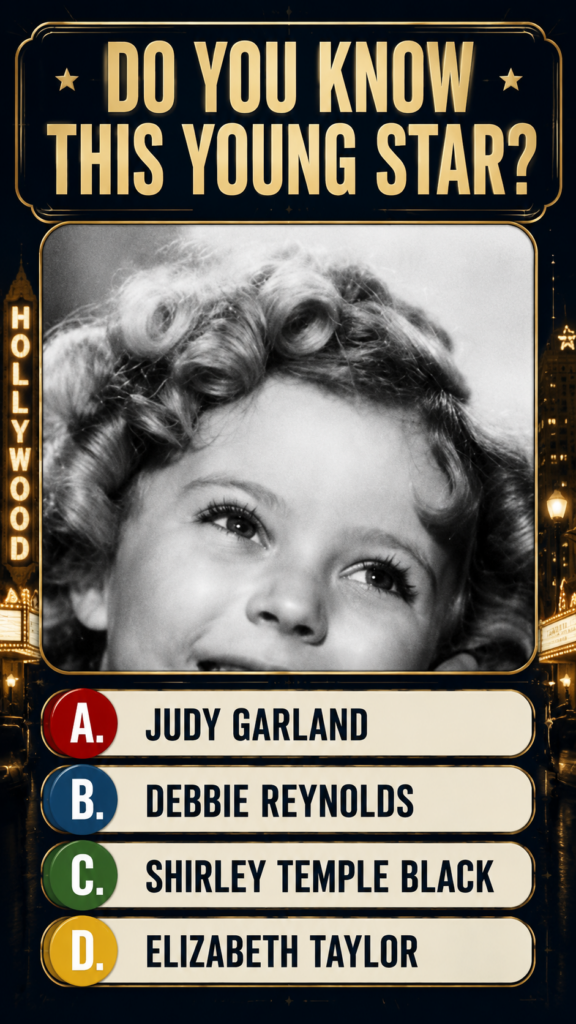 The original quiz image showing a black and white portrait of young Shirley Temple with the question DO YOU KNOW THIS YO