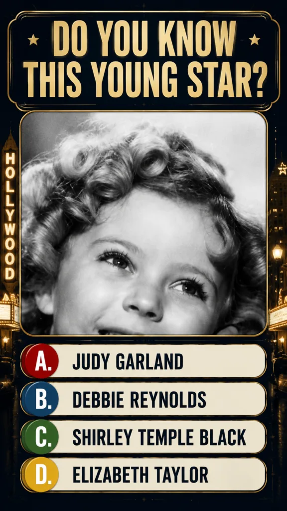 The original quiz image showing a black and white portrait of young Shirley Temple with the question DO YOU KNOW THIS YO