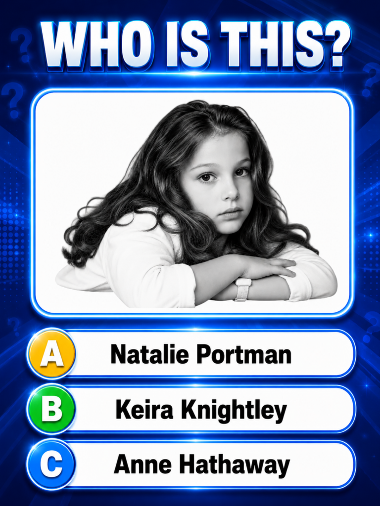 A black and white portrait of a young Natalie Portman with long wavy hair and a serious expression as seen in the quiz S