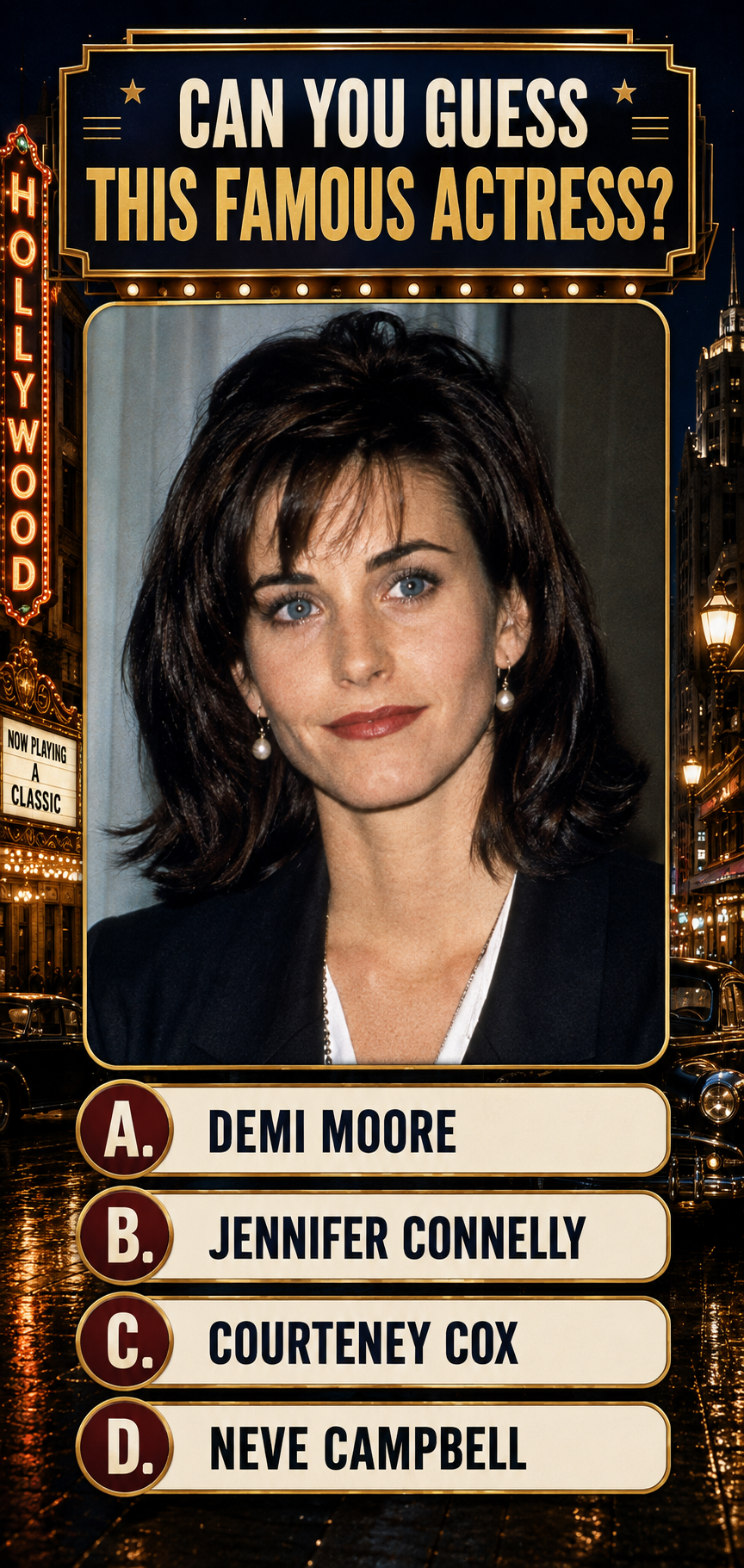 Courteney Cox as Monica Geller in a promotional photo for the TV show Friends