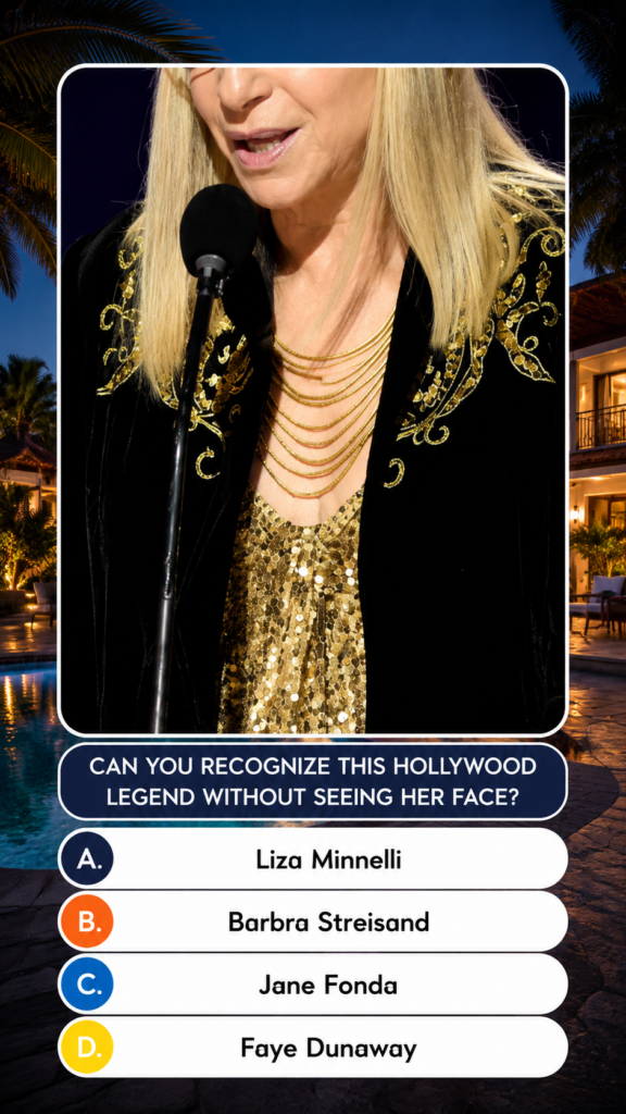 A cropped close-up of Liza Minnelli s lower face blonde hair and signature stage costume a black velvet jacket with gold