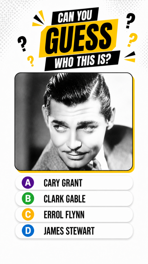 Clark Gable in his prime looking dashing with his signature mustache