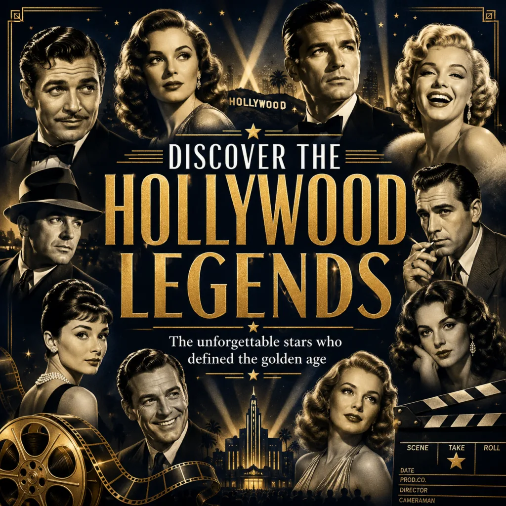 A visually rich collage celebrating Hollywood s golden age legends with a strong nostalgic and glamorous aesthetic Featu