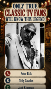 A black and white portrait of Telly Savalas bald wearing sunglasses a light suit jacket and an unbuttoned shirt with mul