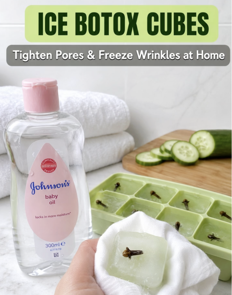 A hand gently rubbing an ice cube wrapped in a thin white cloth over a person s cheek The ice cube contains visible clov