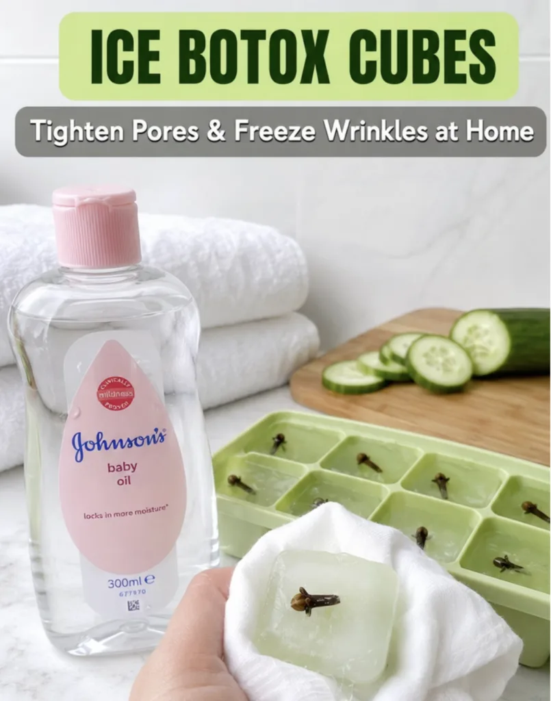 A hand gently rubbing an ice cube wrapped in a thin white cloth over a person s cheek The ice cube contains visible clov
