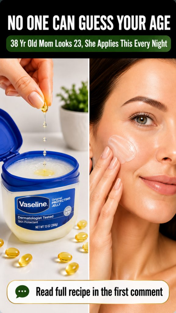 A hand squeezing oil from a Vitamin E capsule into a small jar of Vaseline with a blurred background showing more capsul