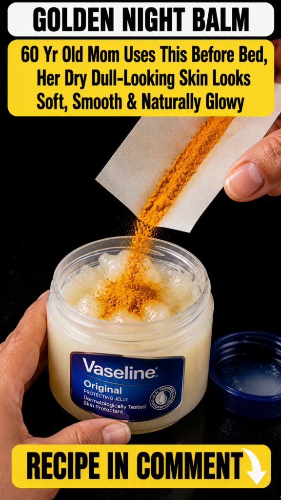 A close-up of a jar of Vaseline Original Protecting Jelly held by hands with a wooden spoon containing a pile of orange 