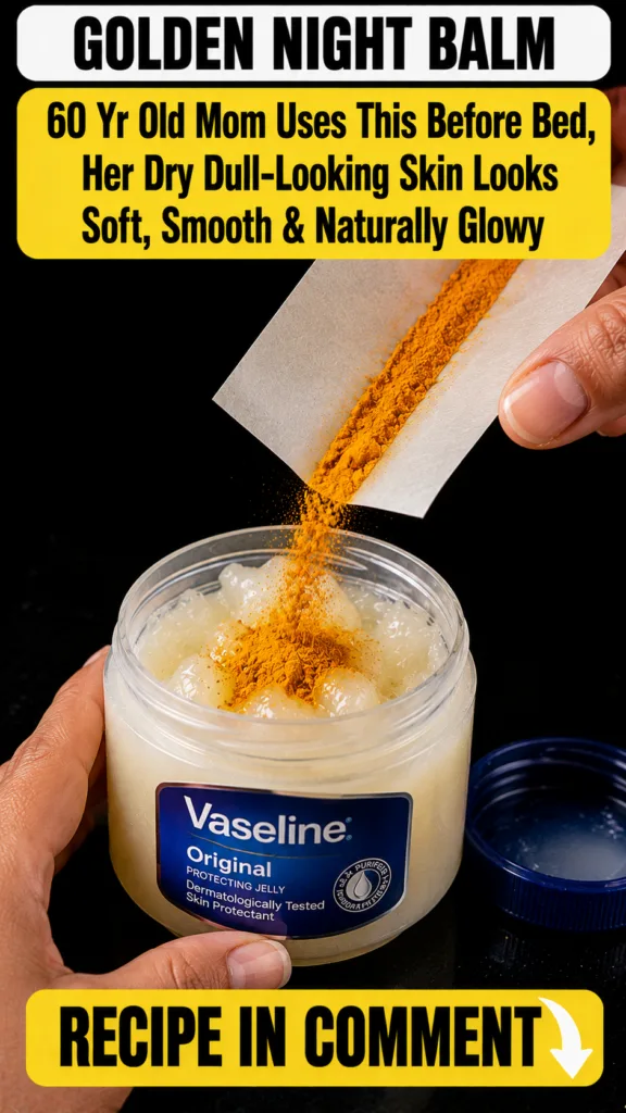 A close-up of a jar of Vaseline Original Protecting Jelly held by hands with a wooden spoon containing a pile of orange 