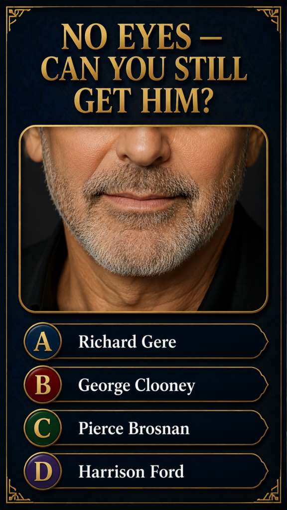 A close-up of George Clooney s lower face including his nose mouth and a well-groomed salt-and-pepper beard set within a