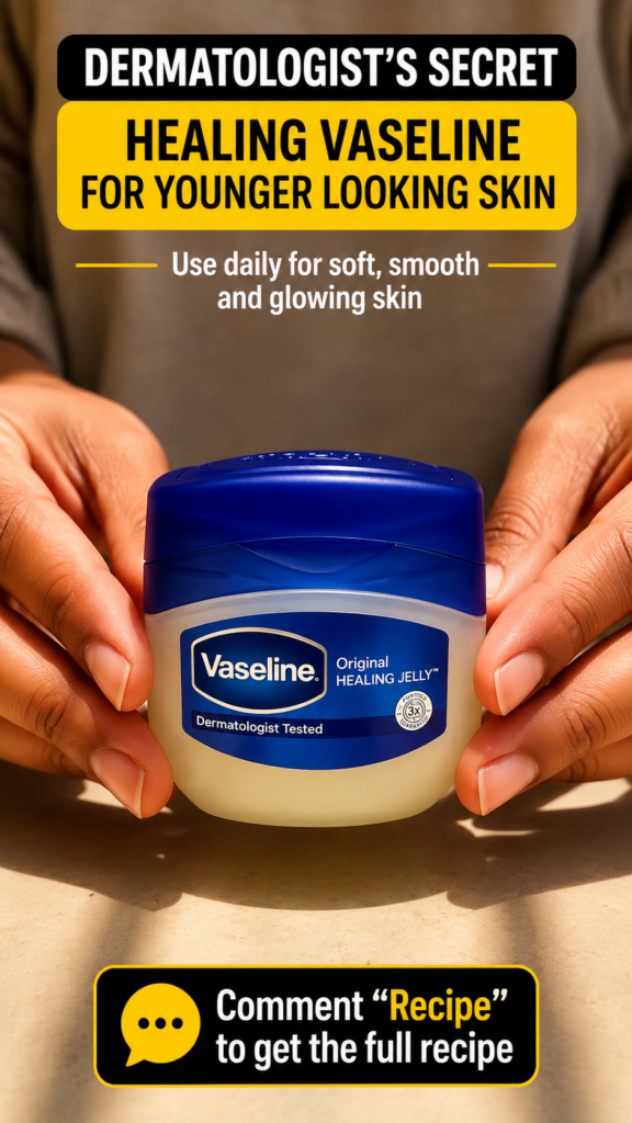 A small tub of Vaseline Original Healing Jelly held front and center by a pair of hands with a clean and product-focused