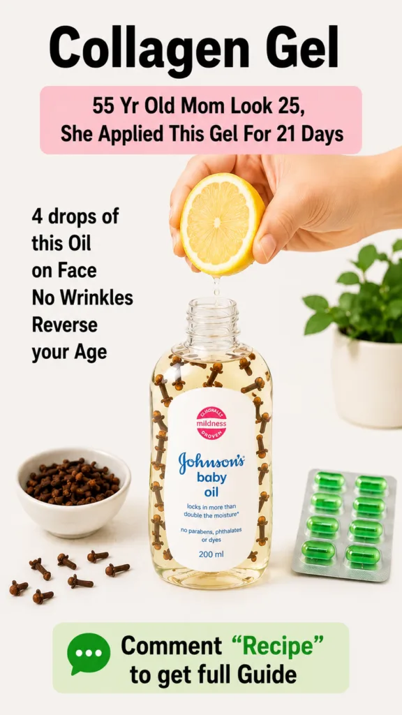 A hand squeezing a lemon half dripping juice into a bottle of Johnson s Baby Oil infused with cloves A bowl of cloves sc