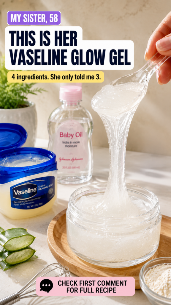 A clear viscous gel being stretched from a spoon into a glass jar surrounded by an open tub of Vaseline a bottle of John