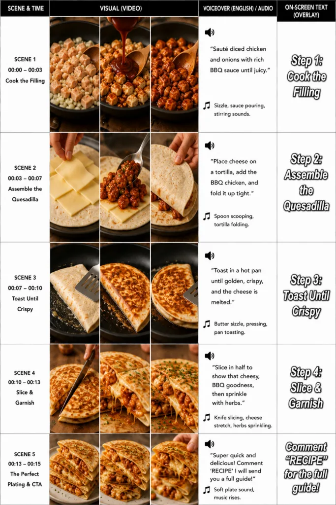 A mobile interface mock-up showing five distinct cooking video clips arranged vertically on a dark wood background depic