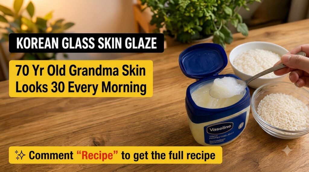 An open jar of Vaseline with a spoon scooping out some jelly next to bowls of uncooked and cooked rice on a wooden surfa