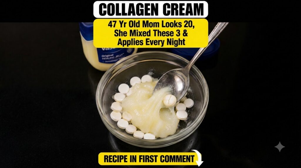 A clear glass bowl holding a thick yellowish petroleum jelly-like substance mixed with numerous white tablets with a sil
