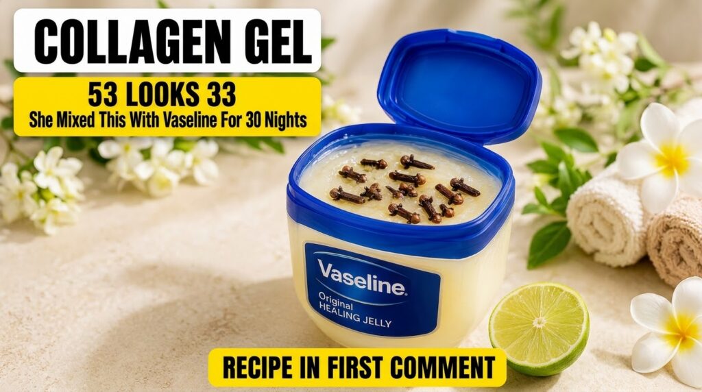 An open tub of Vaseline Original Healing Jelly with several whole cloves on top surrounded by natural elements like gree