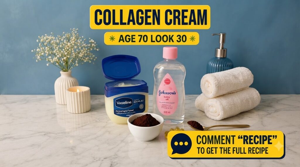 A still life arrangement featuring an open jar of Vaseline a bottle of Johnson s baby oil a bowl of coffee grounds and s