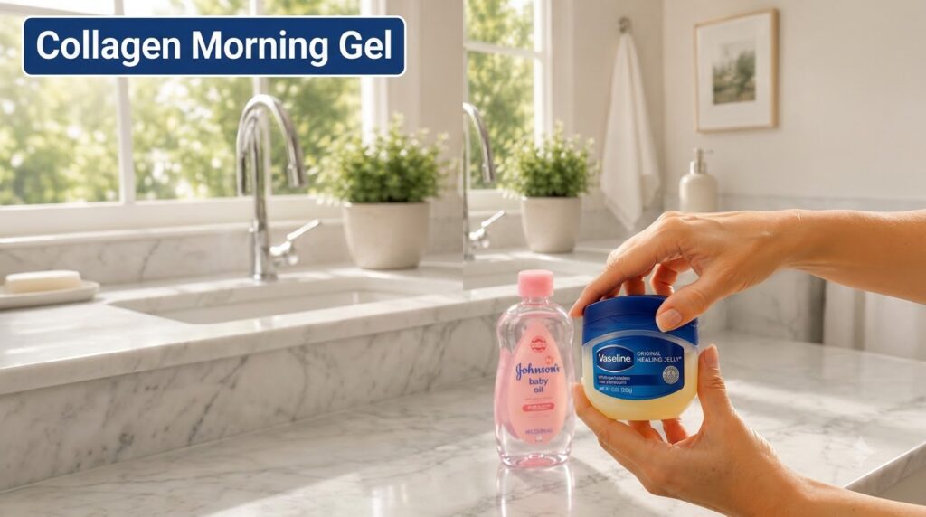 A pair of hands gently holding a container of Vaseline Original Healing Jelly In the soft-focused background a Johnson s