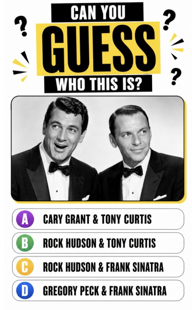 A black and white photograph of Cary Grant and Frank Sinatra both impeccably dressed in tuxedos and smiling