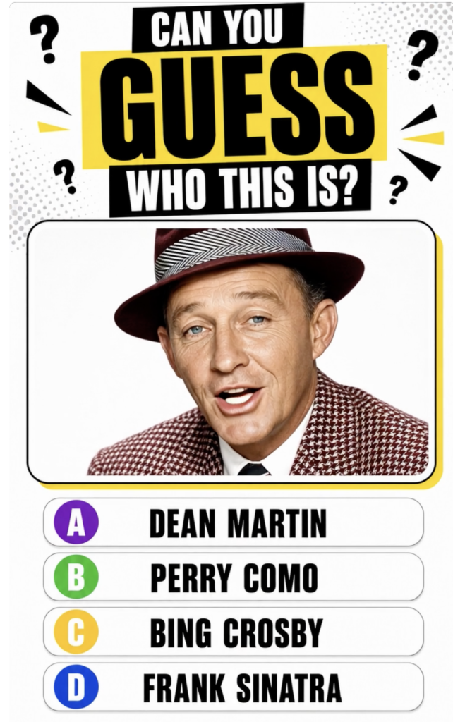 The original quiz image featuring an older Bing Crosby wearing a maroon fedora and smiling