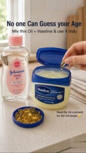 Two jars one of baby oil and one of Vaseline petroleum jelly on a clean bathroom counter ready to be mixed