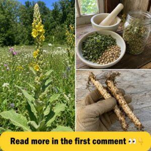 A full Mullein plant Verbascum thapsus in bloom with its tall stalk of yellow flowers and large velvety green leaves at 