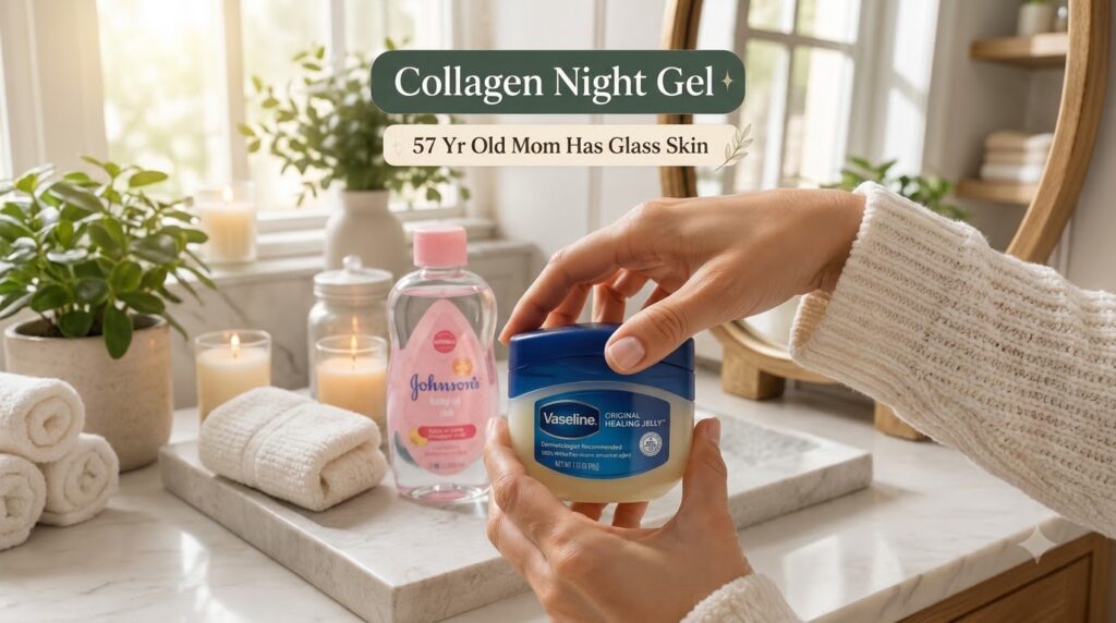 A person s hands delicately holding a jar of Vaseline Original Healing Jelly In the blurred background a bottle of Johns