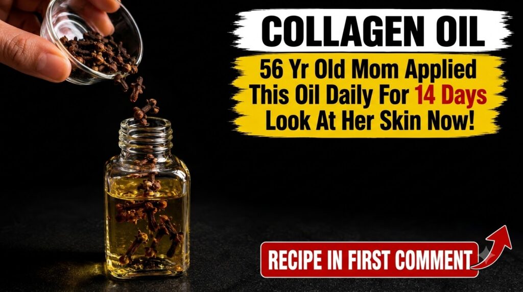 A hand pouring whole cloves into a clear glass bottle filled with golden olive oil with a dark background The scene emph