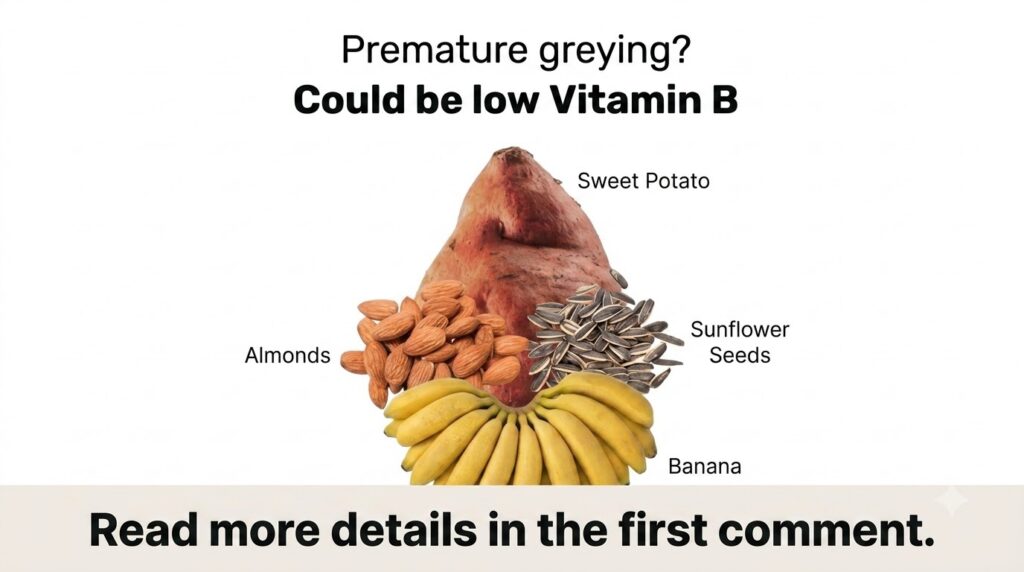 A vibrant display of Vitamin B-rich foods including sweet potatoes almonds sunflower seeds and bananas on a plain white 
