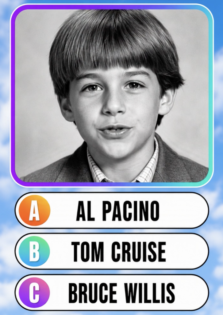 A black and white childhood photo of Tom Cruise as a young boy with a bowl cut and a checkered shirt under a jacket