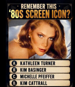 The original quiz image showing Kathleen Turner s portrait and the answer options