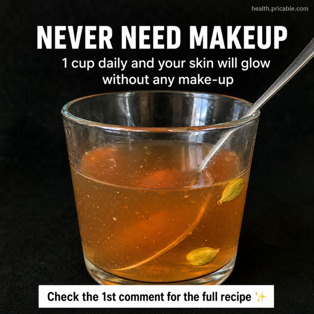 A clear glass with an amber liquid green cardamom pods and a silver spoon against a dark background representing the dai