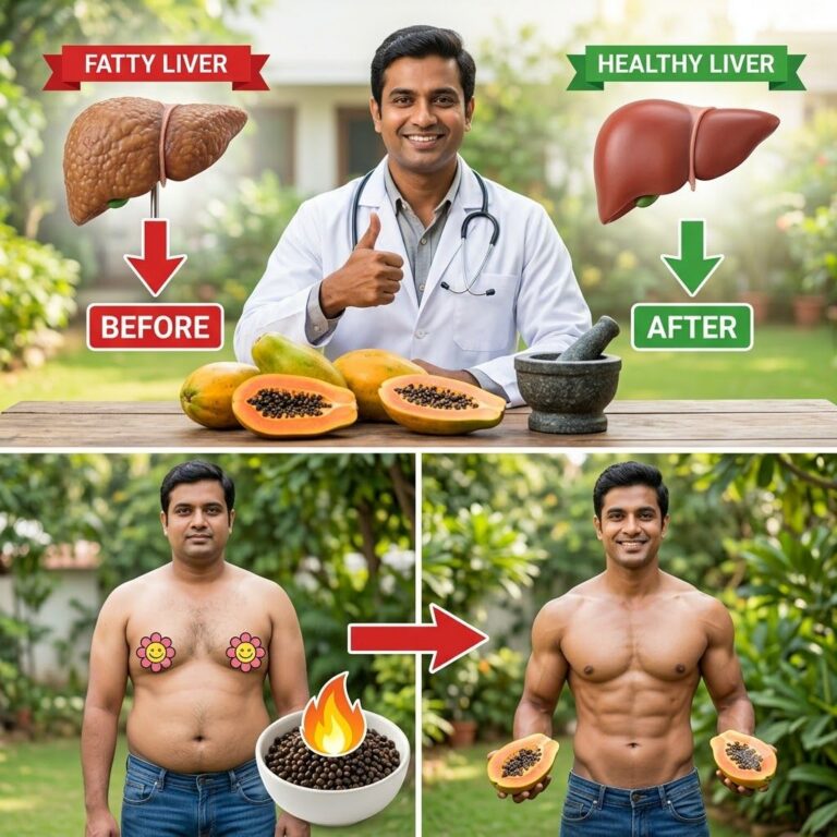 A split image showing a before and after transformation The before side depicts an unhealthy liver and an overweight per