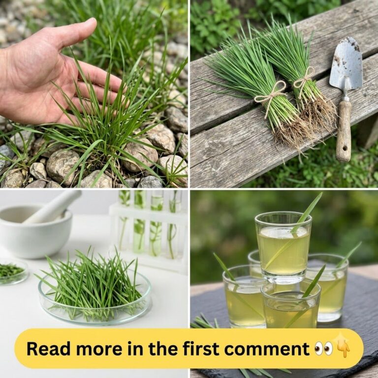 A hand gently touching a clump of green grass-like plant growing among rocks depicting the harvesting of a backyard plan