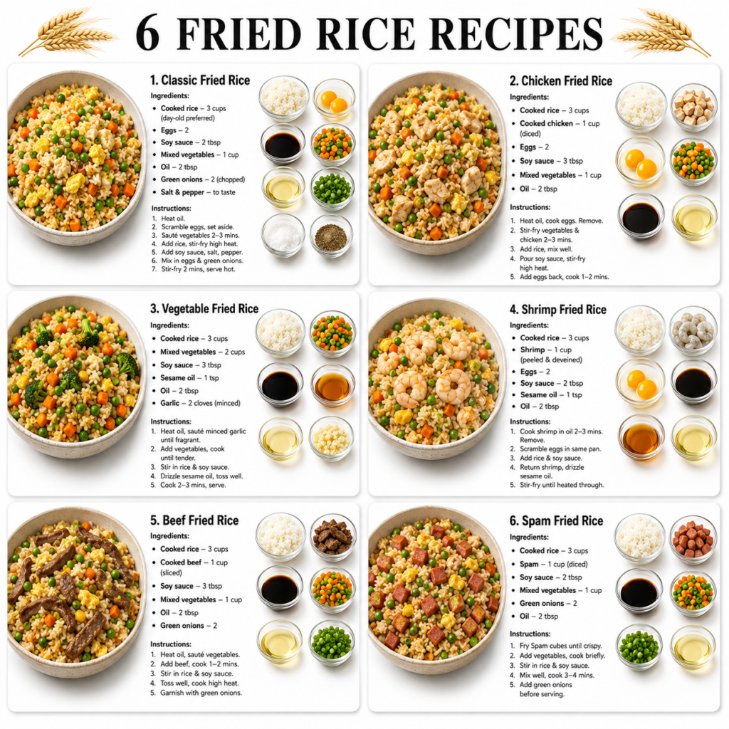 A vibrant bowl of classic fried rice with visible scrambled egg green peas diced carrots and hints of soy sauce ready to